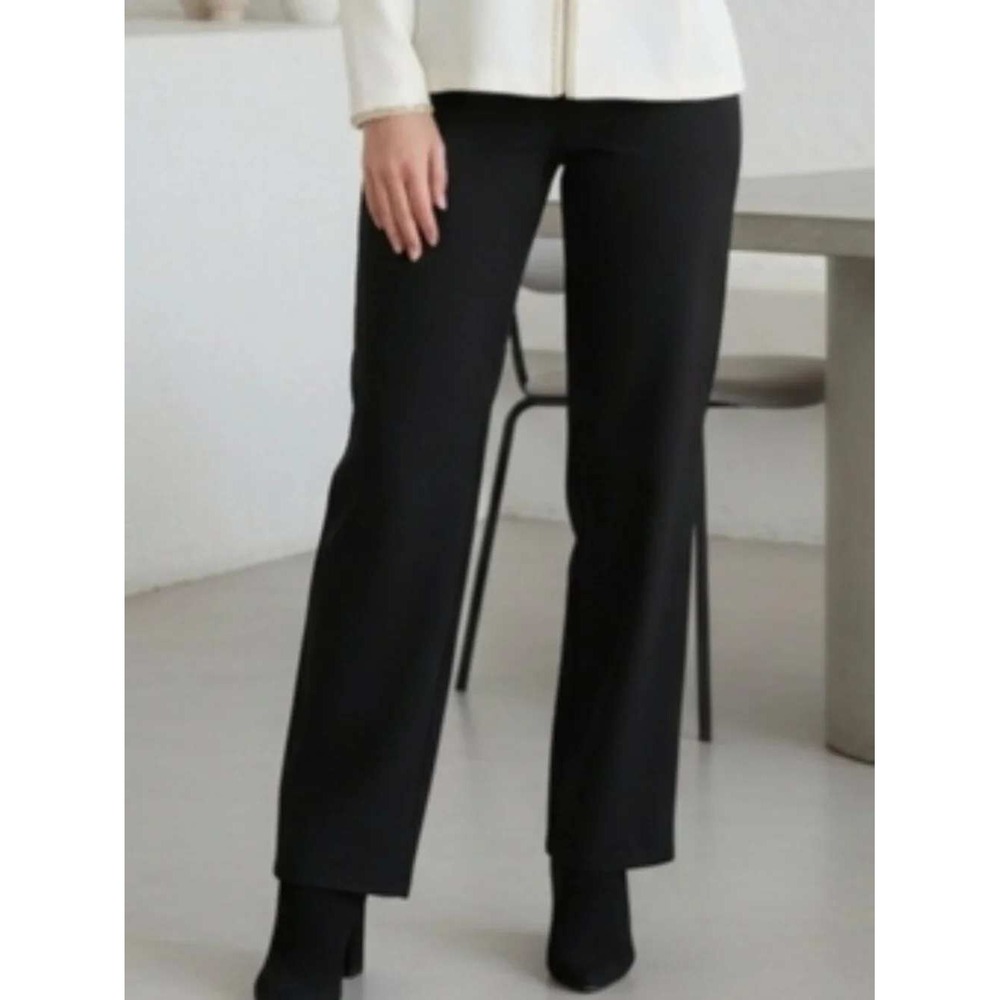 Eileen Fisher Black 100% Silk Wide Leg Trousers Pants Size M Minimalist Lux